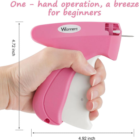 Stitch Gun for Clothes Stitchy Tagging Gun for Clothing Stitchy Quick Clothing Fixer -Includes 1,000 Black Fasteners & 1,000 White Fasteners & 6 Needles(hotpink+White)