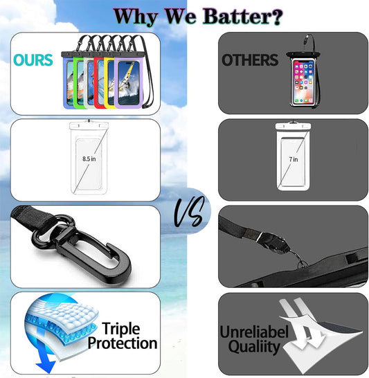 Famoby Up to 8.3" 5 Pack Multicolor Universal Waterproof Phone Pouch, Phone Waterproof Case Dry Bag,Protection Level: IP68,Outdoor Sports for Apple iPhone,Samsung