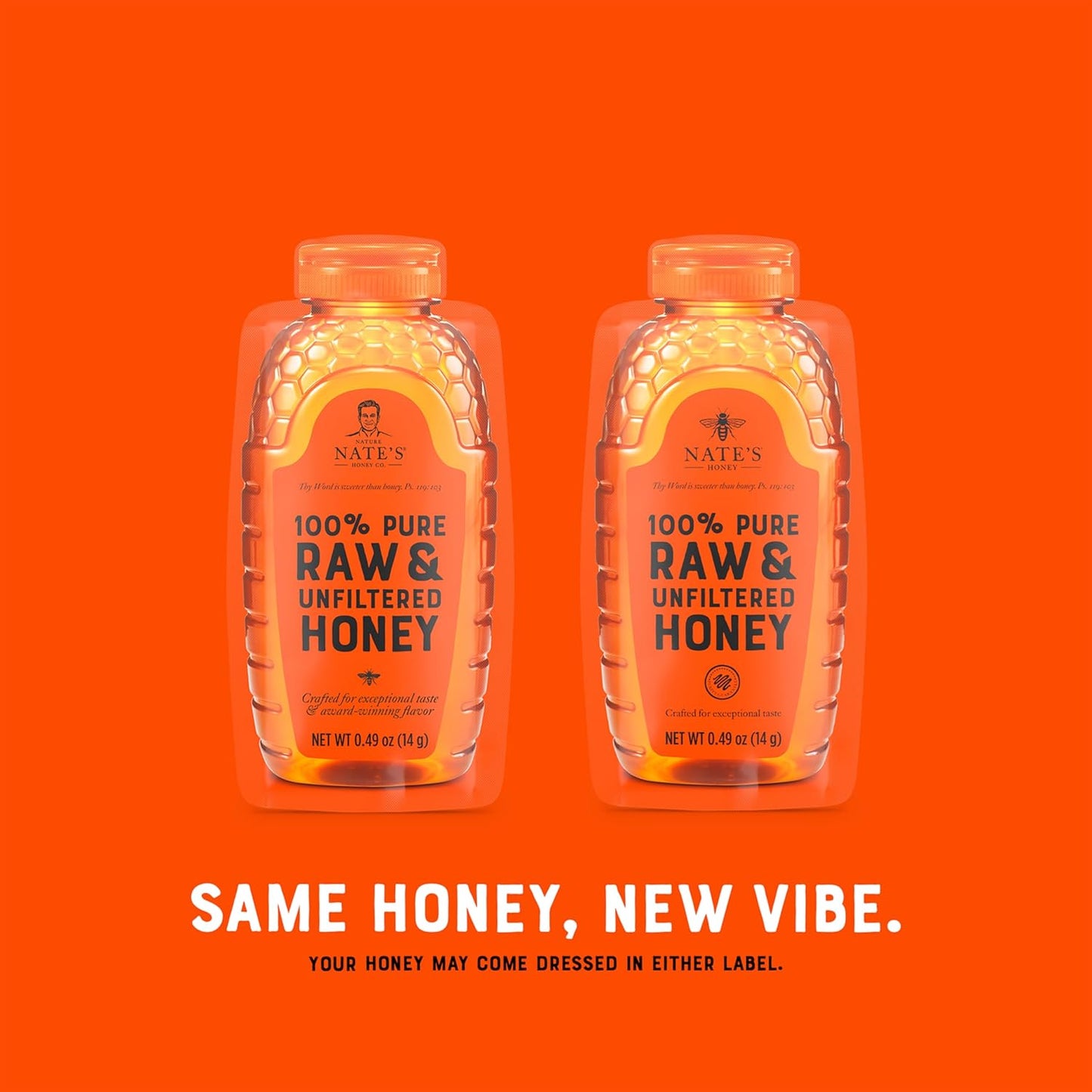Nate's Honey Minis - Single-Serve 100% Pure, Raw & Unfiltered Honey - Holiday Stocking Stuffers - 0.49oz Packets, 20ct box