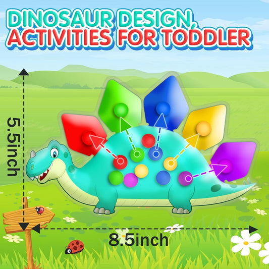 Valentine Day Gift for Toddler Boys Dinosaur Color Sorting Sensory Toy Roadtrip Travel Essenstial Dementia Fine Motor Autism Fidget Preschool Classroom Activities for Kid Easter Basket Stuffer