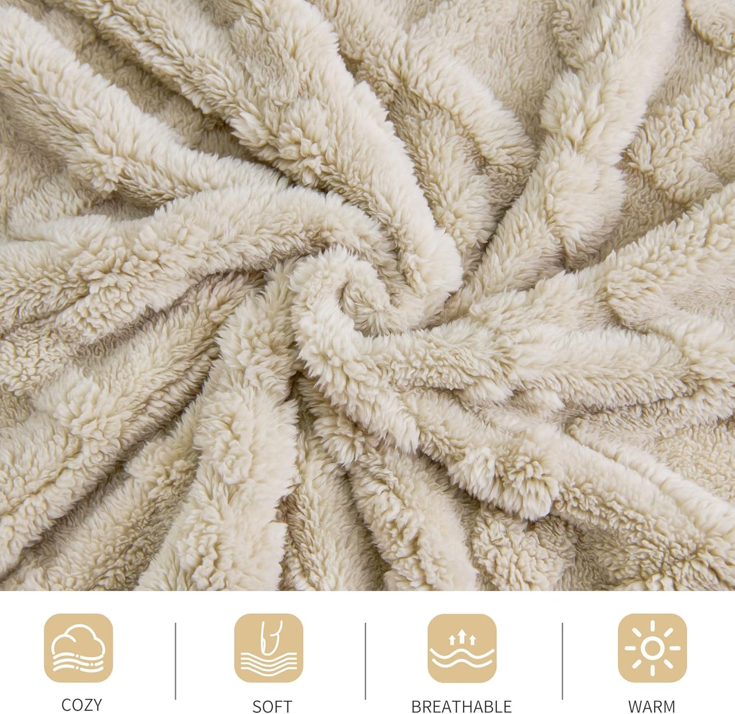 Aganear Fleece Throw Blanket - Cozy Soft Lightweight Fuzzy Throw Blanket for Women Portable Throw Blankets for Couch, Warm Present for Birthday, , Halloween, Housewarming(50"x60", Khaki)