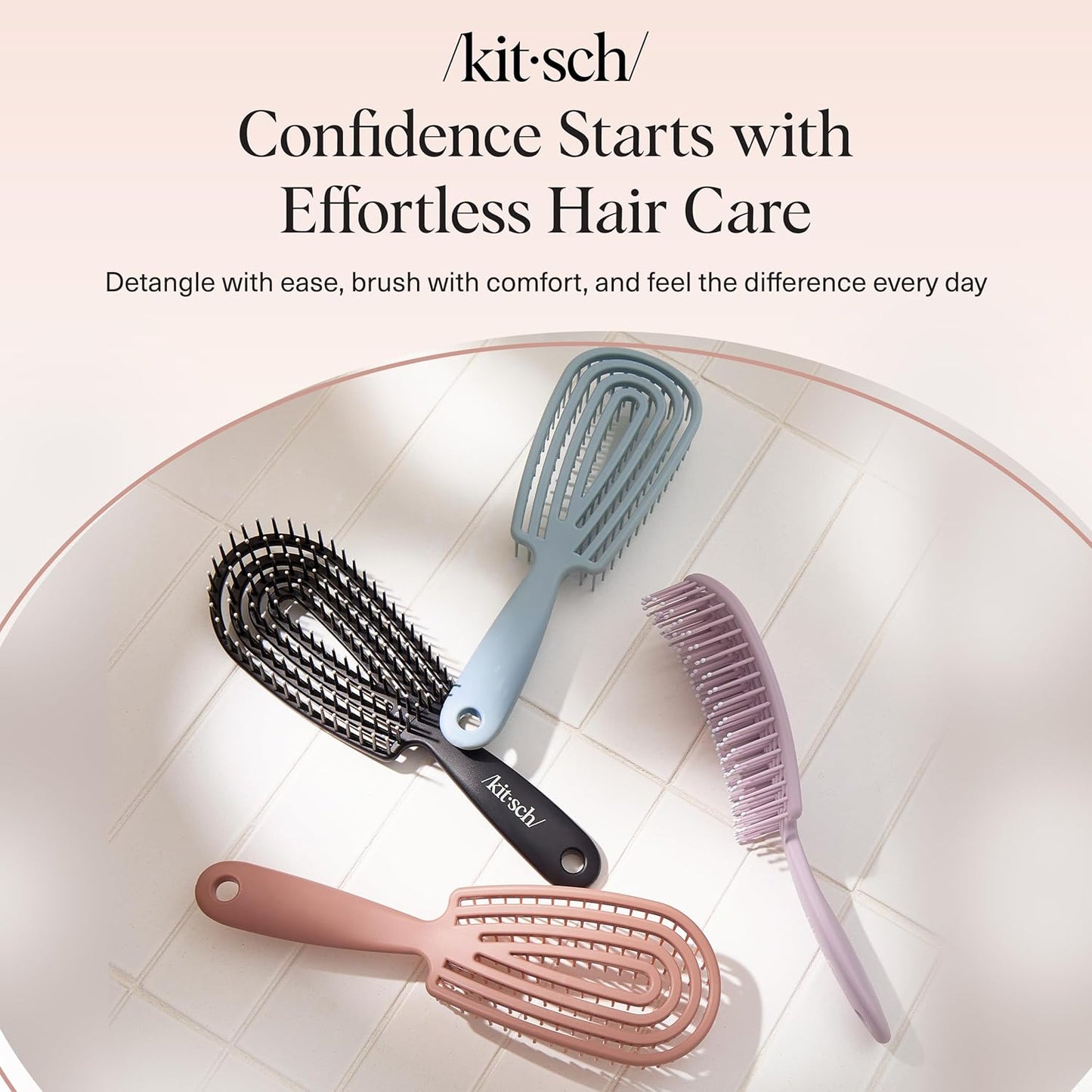Kitsch Detangler Brush – Flexible Curly Hair Brush for Women, Men & Kids | Detangling Hairbrush with Bendable Frame and Ultra-Smooth Bristles for Wet or Dry Strands - Terracotta