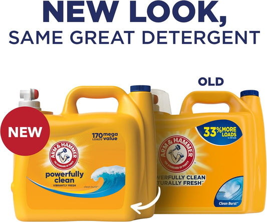 ARM & HAMMER Liquid Laundry Detergent, Clean Burst Fresh, 170 fl oz, 170 Loads