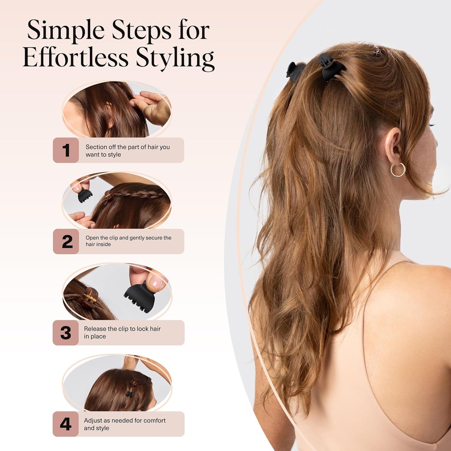 Kitsch Mini Claw Clips for Women - Stylish Small Hair Clips for Kids | Stays In Place Without Pulling or Snagging | Durable & Sturdy Plastic | Ideal Gifts for Women - Tortoise & Black, 6 Pcs