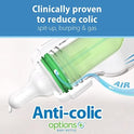 Dr. Brown's Natural Flow Anti-Colic Options+ Narrow Baby Bottle, 4 oz/120 mL, with Level 1 Slow Flow Nipple, 0m+, 4 Pack