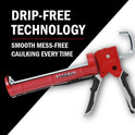 Newborn Octogun 930-GTD Drip-Free Caulking Gun - Gator Trigger Grip | Fits 1/10 Gallon Cartridge |10:1 Thrust Ratio | Smooth Hex Rod Cradle with Built-in Smoother Tool | Scraper & Plug Included