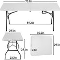 6FT Picnic Table Folding Table Camping Table Plastic Table Fold Up Table Lock for Party Event,White
