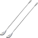 Briout Bar Spoon Cocktail Mixing Stirrers for Drink, Stainless Steel 12 Inches Long Handle, Silver 2 Pieces