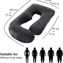 ALLOPERA Pregnancy Pillow, Full Body 57 Inch Maternity Pillow with Removable Washable Cover - Sleep Support for Legs, Back, Neck, Shoulder, HIPS, Belly for Pregnent Women, Black Grey Velvet Cover