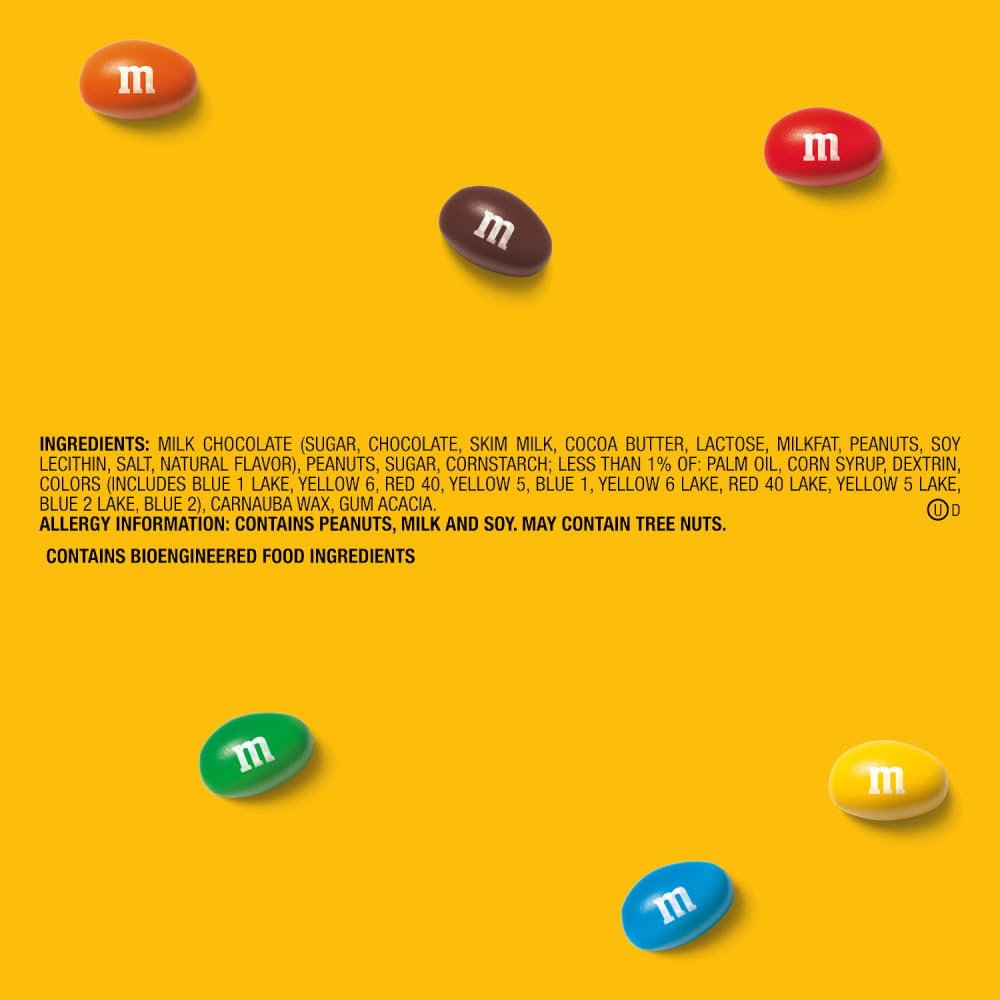 M&M'S Peanut Milk Chocolate Candy Bulk Pack, Party Size, 38 oz Bag