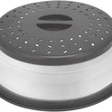 Microwave Splatter Cover Collapsible Microwave Cover for Food, Easy Grip Fruit Drainer BPA-Free Dishwasher Safe 10.5 inch,Grey