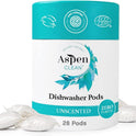 Unscented Dishwasher Pods by AspenClean, Dye-Free, Zero Plastic, EWG Verified™, Vegan, Eco-Friendly, Natural Dishwasher Detergent - 28 Count