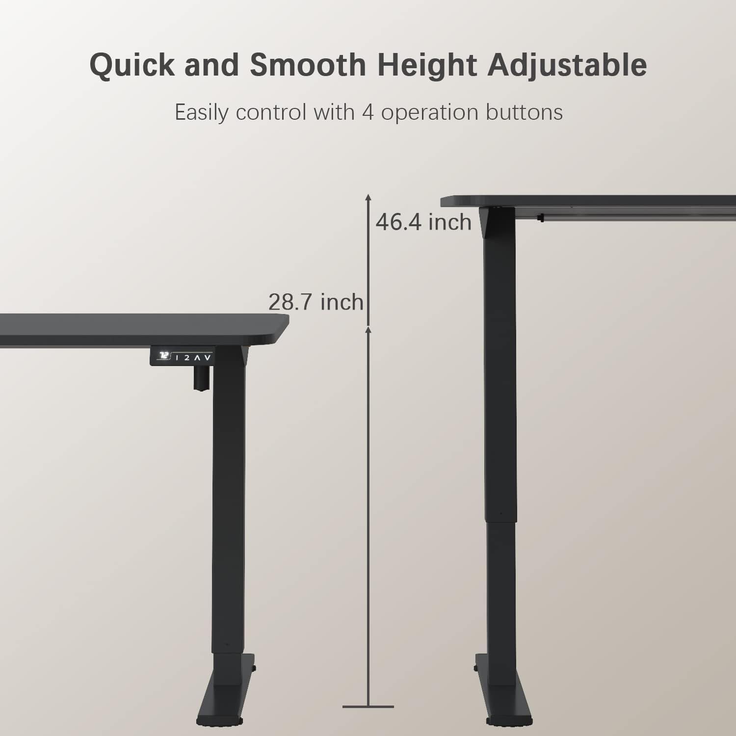Furmax 55 x 24 Inches Electric Height Adjustable Standing Desk Large Sit Stand Up Desk Home Office Computer Desk Memory Preset with T-Shaped Metal Bracket, Black