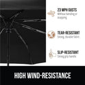 GORILLA GRIP Strong Windproof Stick Compact Umbrella for Rain, One-Click Automatic Open and Close, Durable Quick Dry Waterproof Material, Lightweight and Portable, Travel Size Fits Backpack, Black