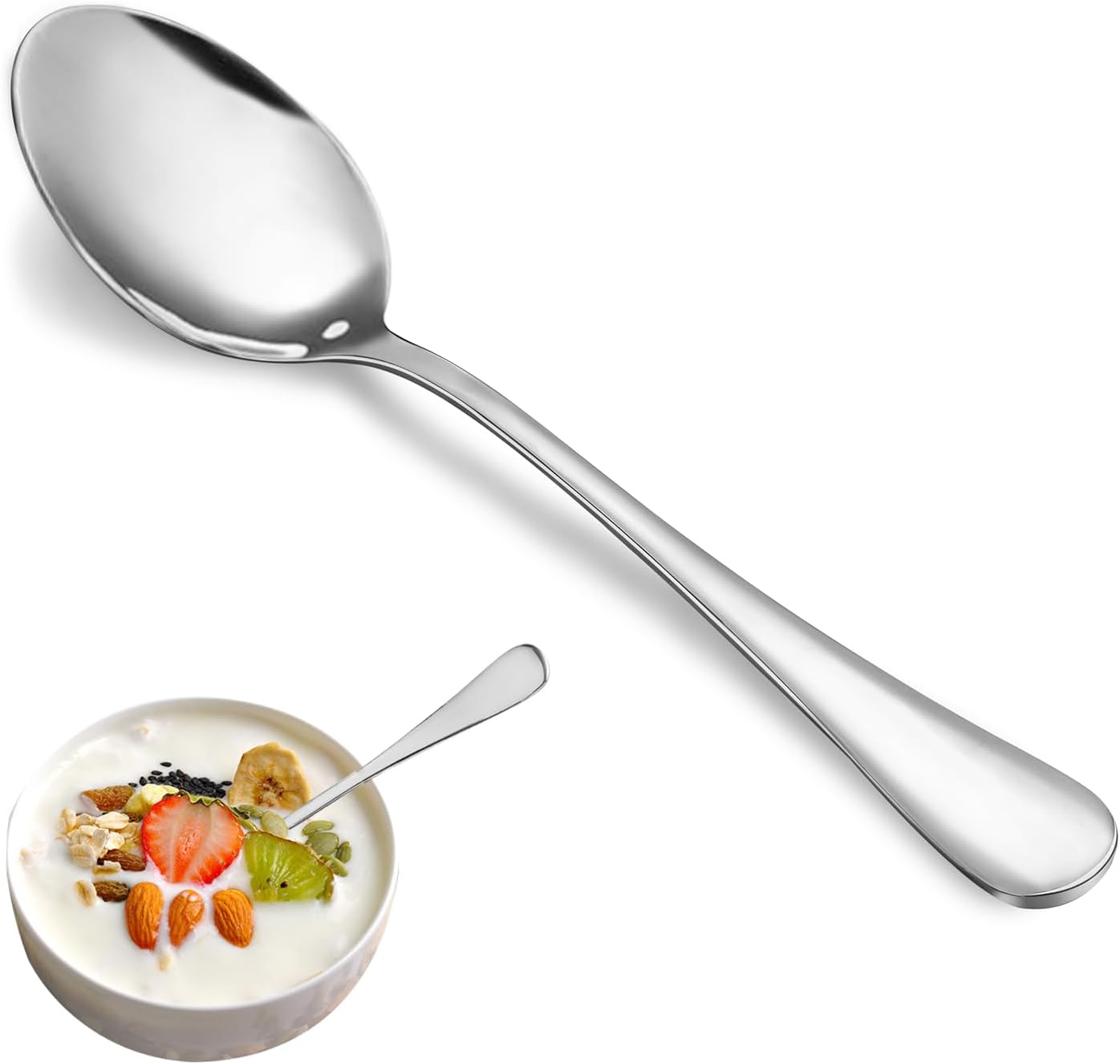 Teaspoon Set,16 Piece 6.7" Spoons Silverware, Premium Food Grade Stainless Steel Tea Spoons, Durable Small Spoon, Good Teaspoons, Kitchen Dessert Spoon Set, Mirror Finish & Dishwasher Safe