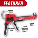 Newborn Octogun 930-GTD Drip-Free Caulking Gun - Gator Trigger Grip | Fits 1/10 Gallon Cartridge |10:1 Thrust Ratio | Smooth Hex Rod Cradle with Built-in Smoother Tool | Scraper & Plug Included