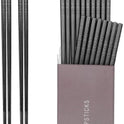 HIWARE 10 Pairs Fiberglass Chopsticks - Reusable Chopsticks Dishwasher Safe, 9 1/2 Inches - Black