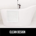 GORILLA GRIP Patented Bath Tub Shower Mat, Machine Washable Bathtub Floor Liner Mats, Suction Cups and Drain Holes to Keep Tubs Clean, Soft on Feet, Bathroom Essentials, 35x16 Inch, Clear