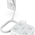 TESSAN Surge Protector Power Strip, 5 Ft Flat Plug Extension Cord with 3 USB (1 USB C) 8 Outlets, 1250W, 900J Protection, 3 Sided Outlet Extender with Power Switch for Office, Dorm Room Essentials