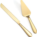Cake Cutting Set for Wedding, Elegant Cake Knife and Server Set with Thickened Stainless Steel Rounded Edges, Cake Cutter Pie Spatula for Birthday Anniversary Christmas, 2 Pcs, Gold