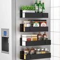 Metal 4 Pack Magnetic Spice Storage Rack Organizer for Refrigerator and Oven, Black Fridge Organizers and Storage