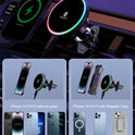 MOKPR for Magsafe Car Mount Charger-15W Wireless Car Charger-Magnetic Car Phone Holder for Dash Air Vent-LED RGB HandsFree Car Mount Fast Car Charger for iPhone 14/13/12 Series