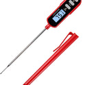 Lonicera Digital Cooking Thermometer for Bread Baking, Food and Water Temperature Measurement. Waterproof and Long Stem with Meat Temp Guide, Display with Backlit (Red)
