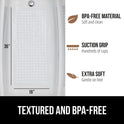 GORILLA GRIP Patented Bath Tub Shower Mat, Machine Washable Bathtub Floor Liner Mats, Suction Cups and Drain Holes to Keep Tubs Clean, Soft on Feet, Bathroom Essentials, 35x16 Inch, Clear