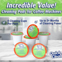 Quick & Clean [6-Pack] Keurig Cleaning Pods - K Cup Cleaner Pod For Keurig - 2.0 Coffee Machine Compatible, Removes Stains, Non-Toxic and Eco-Friendly