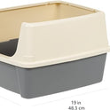 Basics Large Cat Litter Box with High Sides, Open Top, Includes Scoop, 19 x 15 x 11.75 inches, Grey/Beige