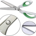 Green Pinking Shears Comfort Grips Crafts Zig Zag Cut Sewing Scissors,Professional Handheld Dressmaking