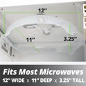 HOVER COVER Magnetic Splatter Cover, 12-Inch Clear BPA-Free Food Lid, Vented Plate Guard with Steam Vents, Anti-Splash Microwave Lid, Dishwasher Safe, Space-Saving Magnetic Storage - Gray