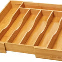 Expandable Bamboo Kitchen Drawer Organizer for Cutlery and Utensils, Adjustable Bamboo Wood Cutlery Tray in Drawer for Flatware and Silverware in Kitchen, (Natural)