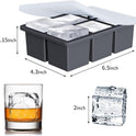 Large Ice Cube Tray for Whiskey: FDDBI Silicone Ice Cube Trays with Lid - 2Pack Big Square Old Fashioned Ice Cube Maker for Cocktail - 2inch Huge Cubed Ice Trays for Whisky