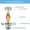 Bathroom Sink Stopper with Hair Catcher – Universal Pop-Up Drain Strainer for 1.1–1.5 inch US Standard Sink Drain Holes, Anti-Clog Basin Stopper, Silver