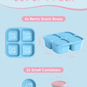 4 Pcs Snack Box Containers Set, Reusable 4 Compartment Lunchable Container with 2Pcs Sauce Containers, Stackable BPA-Free Bento Box for School, Work, Travel (4 Color)