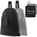 2 Pcs JHX Travel Laundry Bags, Dirty Clothes Organizer【Upgraded】with Handles and Aluminum Carabiner for Travel, Camp, Fitness, and Students (Black&Grey) 24"L x 21"W