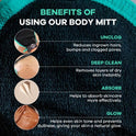 Dermasuri - Deep Exfoliating Glove - Polishing Mitt Body Scrubber - Korean Skin Cleaner Exfoliator - Dead Skin Buffing Treatment - Gifts for Women & Men - Keratosis Pilaris Scrub Remover - (2 Pack)