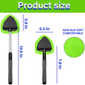 Windshield Cleaning Tool, Car Window Cleaner with 4 Washable Reusable Microfiber Pads, Extendable Long Handle Glass Wiper Cleaning Kit, Auto Accessories Universal for Office and Home (Green)