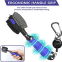 THIODOON 2 Pack Golf Club Brushes and Groove Cleaner 2 ft Retractable Zipline Carabiner Golf Brush Head with Retractable Spike Comfortable Grip Golf Club Cleaner