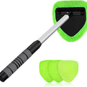 XINDELL Windshield Cleaner Tool – Car Interior Window Cleaning Kit with Extendable Handle & 4 Microfiber Pads, Auto Wiper Inside Windshield Brush for Car & Home Windows