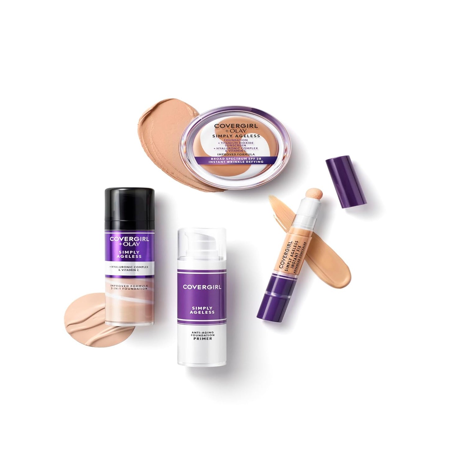 CoverGirl & Olay Simply Ageless 3-in-1 Liquid Foundation, Matte, Hyaluronic, Vitamin C