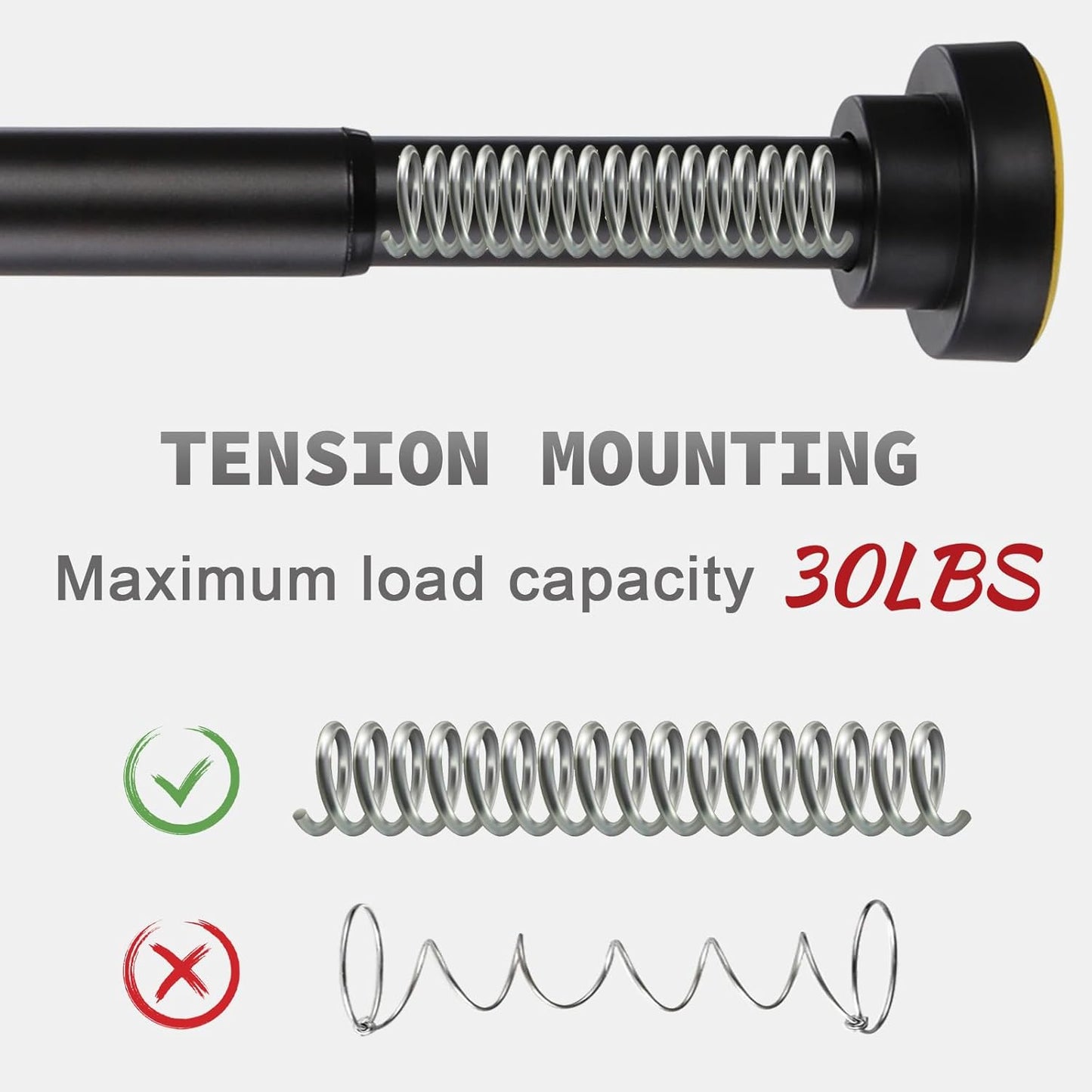 Shower Curtain Rod Adjustable 43-78 inch, 1"Diameter Spring Tension Curtain Rod No Drill, Anti-Rust Non-Slip Shower Rod, Black Shower Curtain Rod for Bathroom Tension
