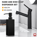 GMISUN Black Soap Dispenser Bathroom, Glass Hand Soap Dispenser with Stainless Steel Pump, 12 fl oz/350ml Refillable Dish Dispensers for Kitchen, Modern Liquid Lotion Bottles for Bathroom Countertop