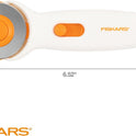 Fiskars 45mm Rotary Cutter for Fabric, Premium Steel Stick Fabric Cutter Cuts Through Multiple Layers, Right and Left Handed, Easy and Safe Blade Change, Arts and Crafts, Sewing and Quilting Tools