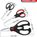 Kitchen Shears Set - QtoiKce Kitchen Scissors 3 Pack All Purpose Poultry Shears,Stainless Steel Sharp Utility Cooking Scissors for Home