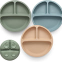 Toddler Plates 3 Pack, Divided Suction Plates for Baby, 100% Food Grade Silicone Baby Plates, Non-Slip, Baby Led Weaning Supplies, Microwave & Dishwasher Safe