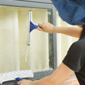 ITTAHO Squeegee for Window Cleaning,12" Squeegee and 11" Microfiber Scrubber Combi with Stainless Steel Pole,Extendable Window Cleaner for Car,Sliding Door,Shower Glass Door-Swivel Style-2 Pads