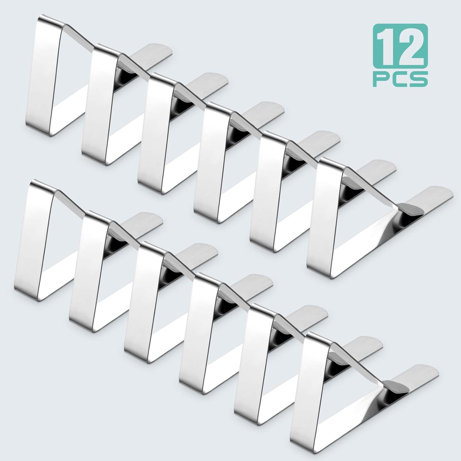 12 Pack Tablecloth Clips - Heavy Duty Picnic Table Clips, Stainless Steel Table Cloth Cover Clamps, Table Cloth Holders Ideal for Restaurant Picnics Marquees Weddings Graduation Party