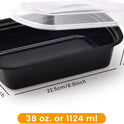 38oz Meal Prep Containers, Extra Large &Thick Food Storage Containers with Lids, Reusable Plastic,Disposable Bento Box,Stackable,Microwave/Freezer/Dishwasher Safe, BPA Free (30Pack)